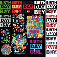 Load image into Gallery viewer, 15 Super Heroes Kids Birthday Designs Bundle PNG
