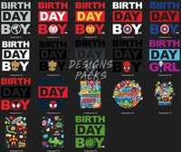 Load image into Gallery viewer, 15 Super Heroes Kids Birthday Designs Bundle PNG

