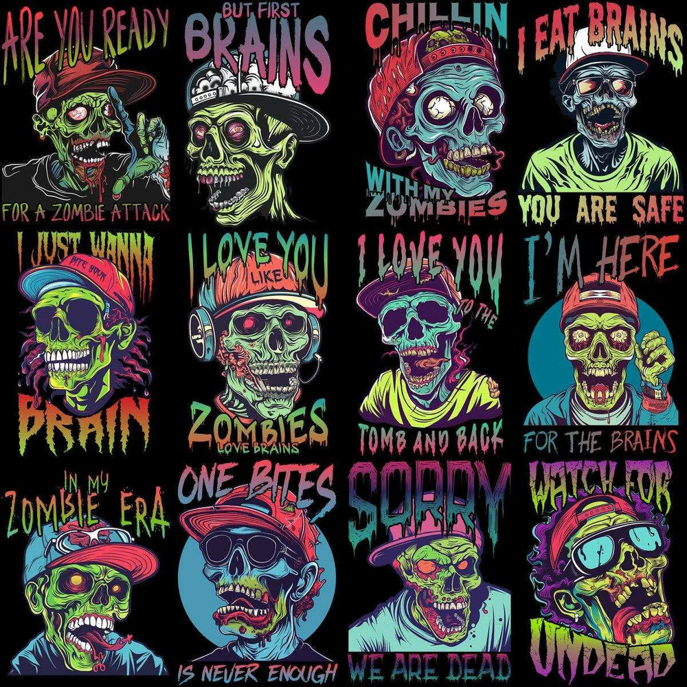 15 Urban Zombie Colorful Designs Bundle PNG