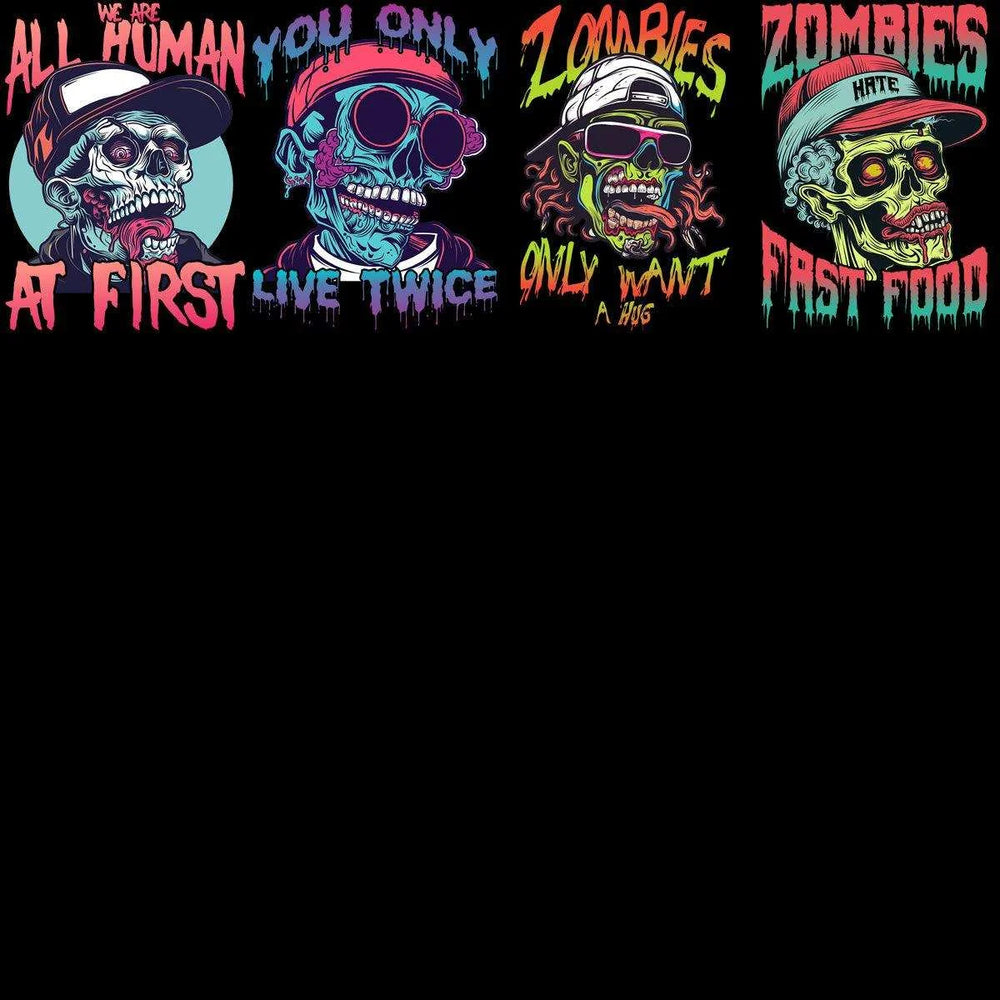 15 Urban Zombie Colorful Designs Bundle PNG