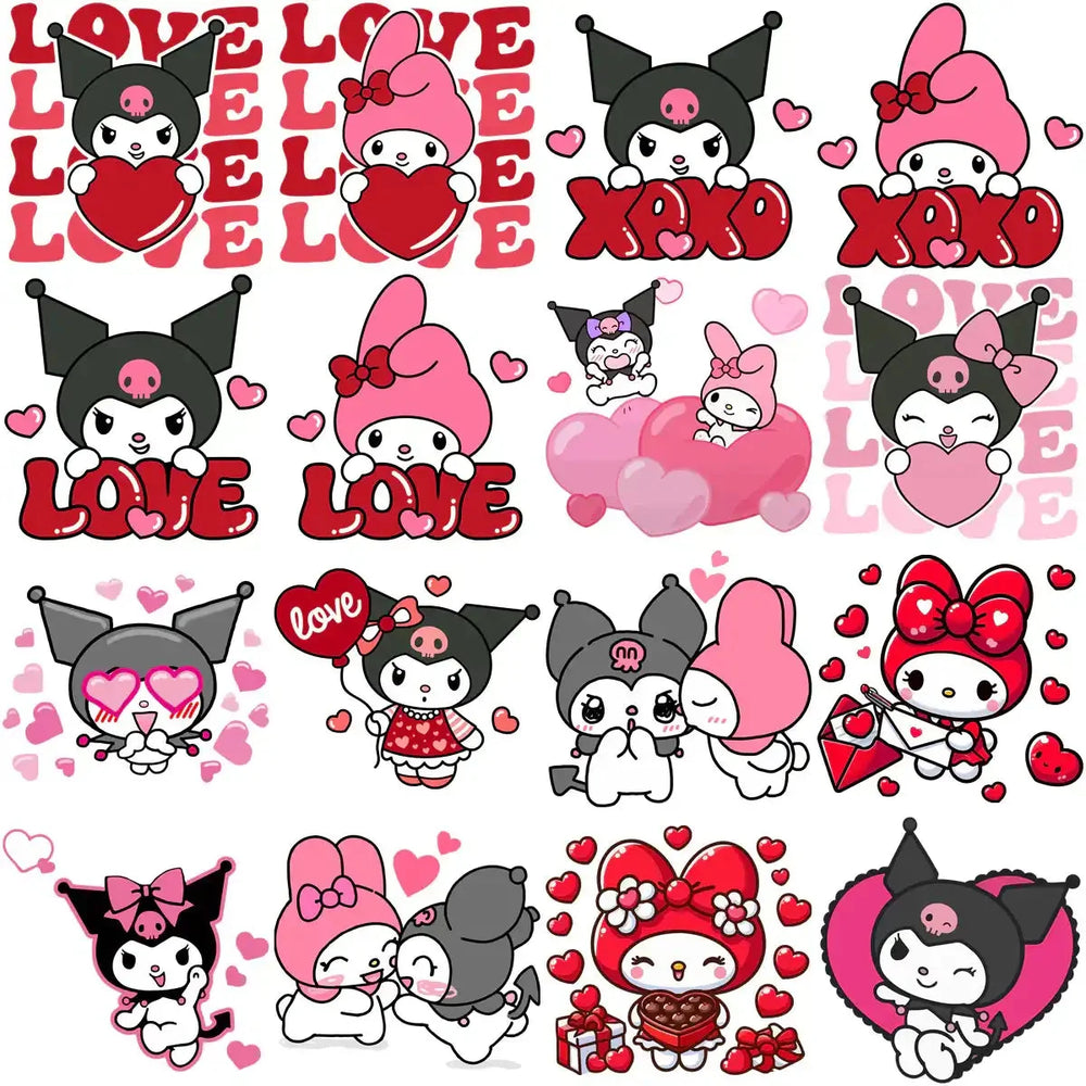 15 Valentine Kuromi Cartoon Love Designs Bundle PNG