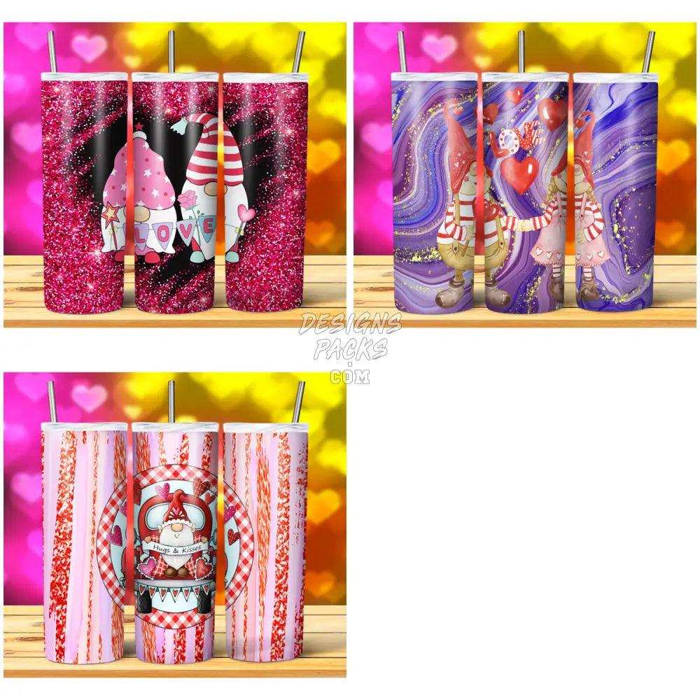 15 Valentines Gnomes Glitter Tumbler Wrap Bundle Jpg
