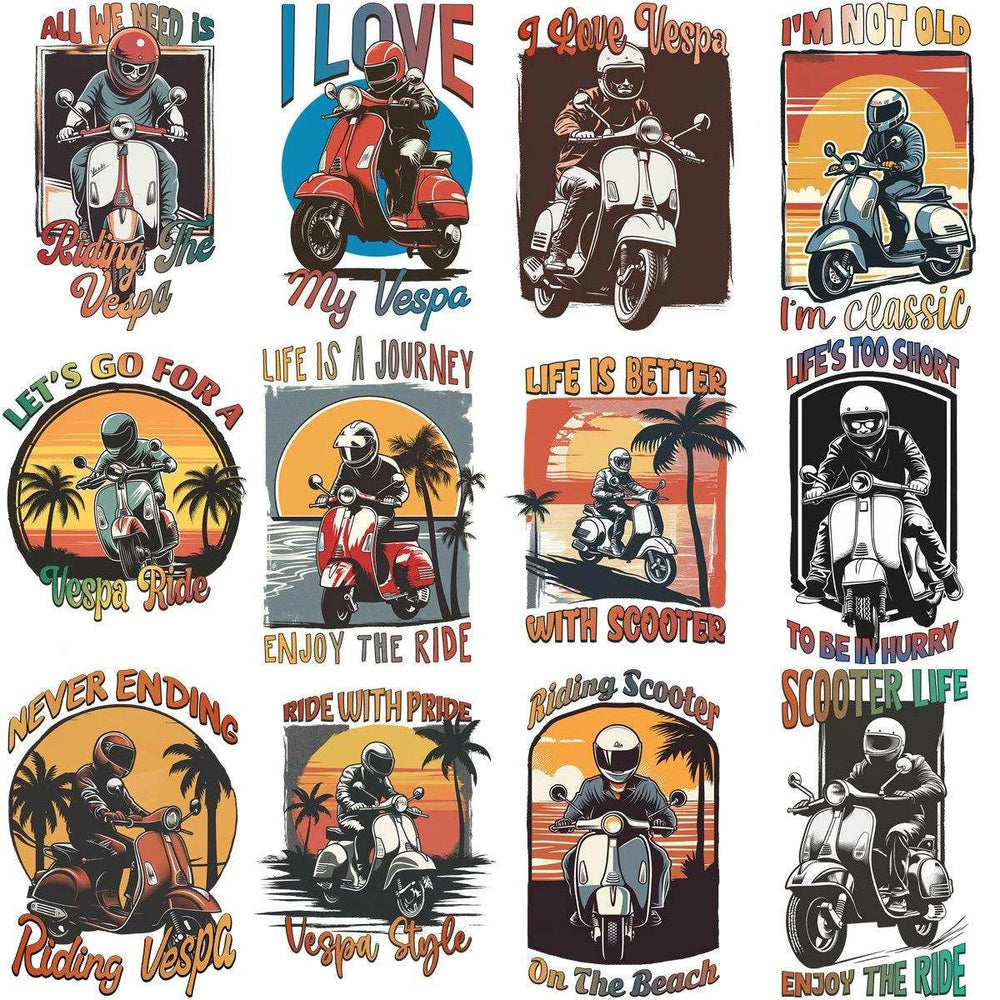 15 Vespa Rider Bike Designs Bundle PNG