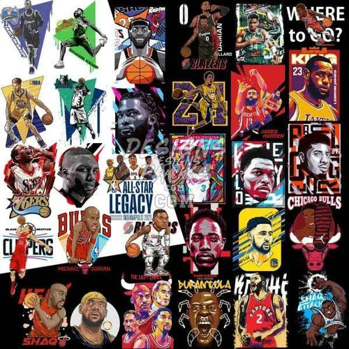Basketball player designs for DTF, DTG, embroidery & tumbler wraps — print-ready PNG, SVG, PES