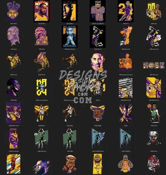 Kobe Bryant DTF DTG designs bundle, print-ready PNG SVG for t-shirts, embroidery & tumblers, instant download