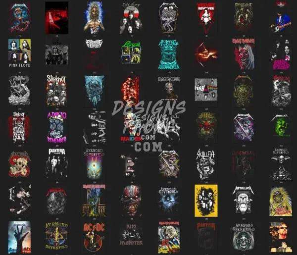 Rock band t-shirt designs bundle with PNG, SVG, PES files for DTG/DTF printing, instant download