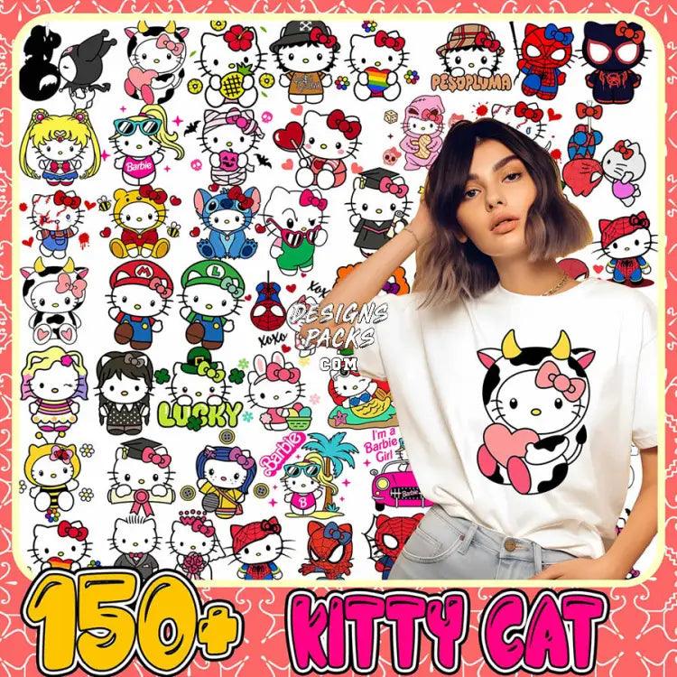 150 Hello Cat Kitty Mixed Mega Designs Bundle Png