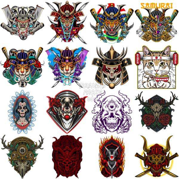 150 Mega Samurai Japan Designs Bundle Png