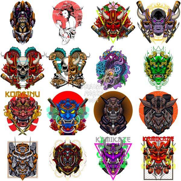 150 Mega Samurai Japan Designs Bundle Png