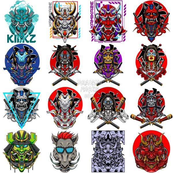 150 Mega Samurai Japan Designs Bundle Png