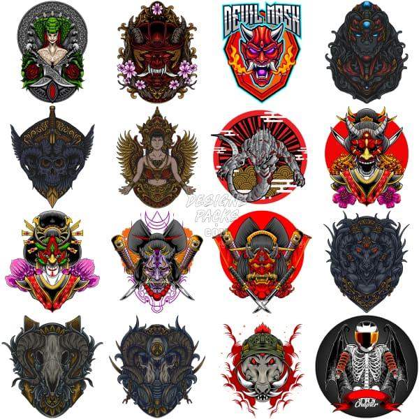 150 Mega Samurai Japan Designs Bundle Png