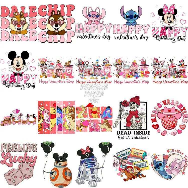 150 Mouse And Friends Mix Valentine Designs Bundle Png