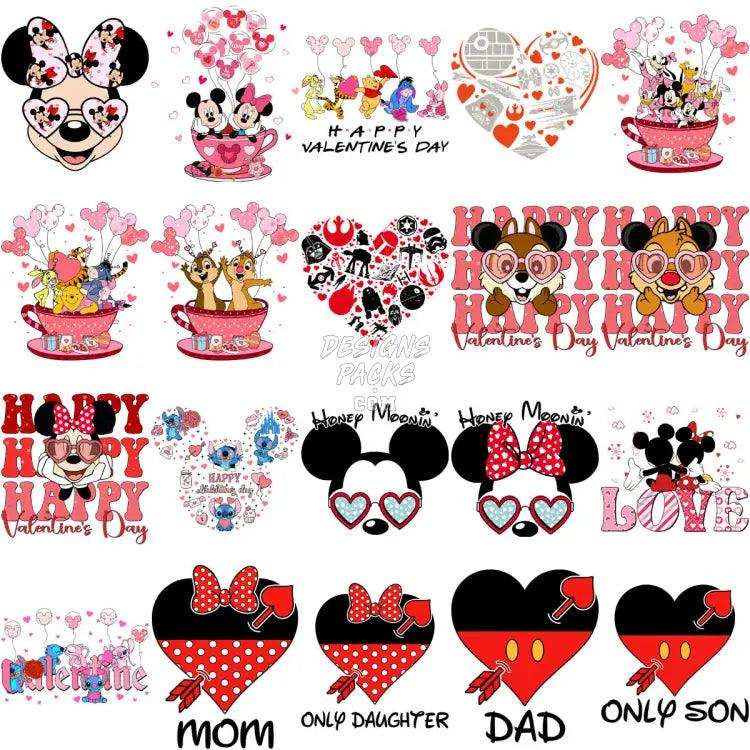 150 Mouse And Friends Mix Valentine Designs Bundle Png