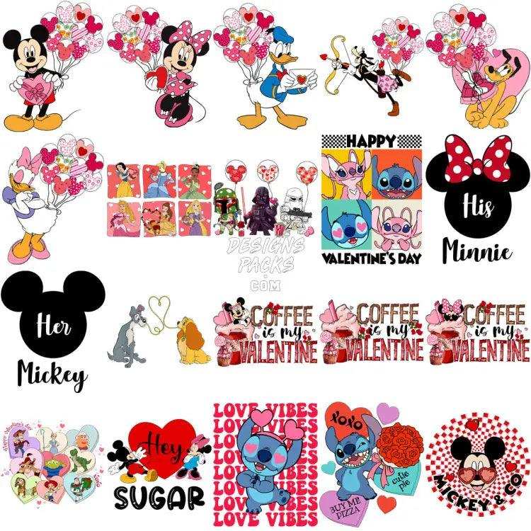 150 Mouse And Friends Mix Valentine Designs Bundle Png
