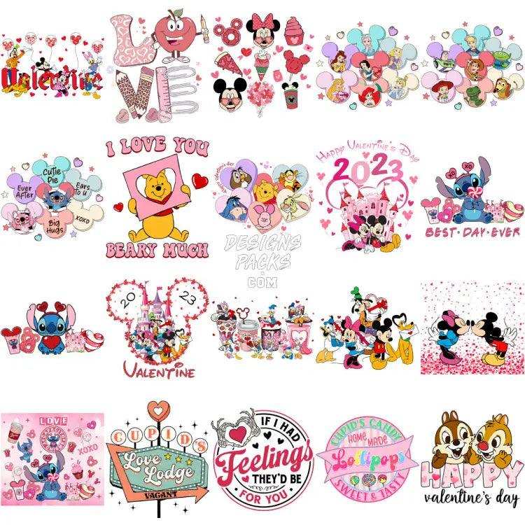 150 Mouse And Friends Mix Valentine Designs Bundle Png
