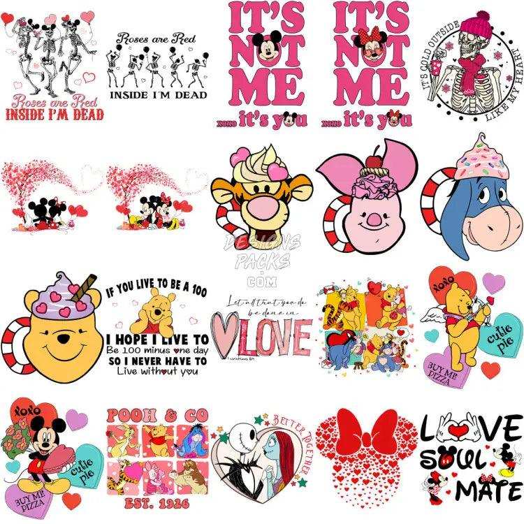 150 Mouse And Friends Mix Valentine Designs Bundle Png