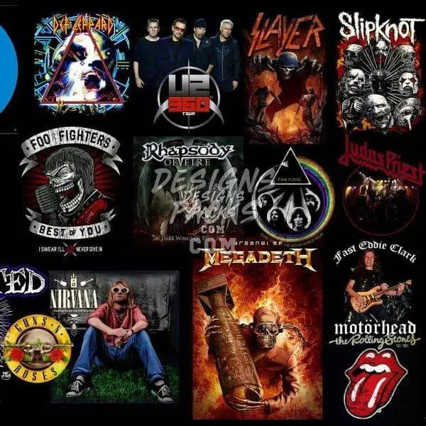 150 Rock Metal V1 Halftone Designs Bundle PNG