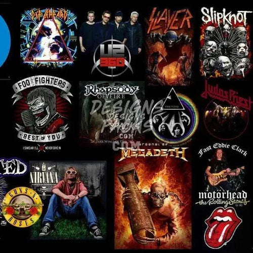 150 Rock Metal V1 Halftone Designs Bundle PNG