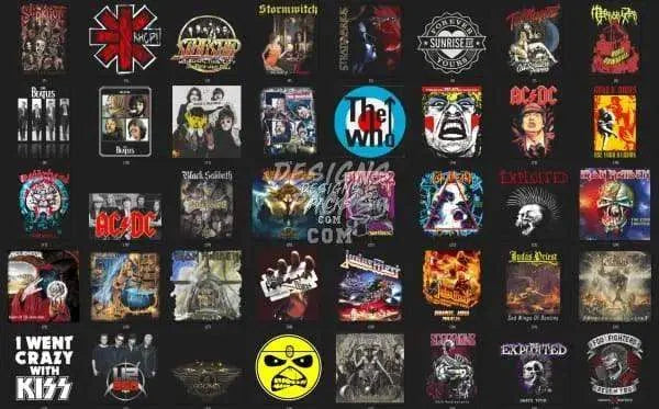 150 Rock Metal V1 Halftone Designs Bundle PNG