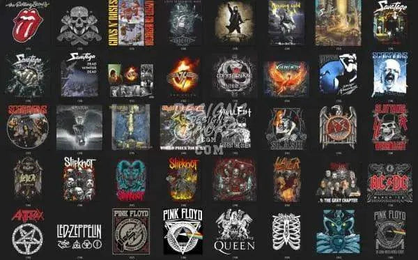 150 Rock Metal V1 Halftone Designs Bundle PNG