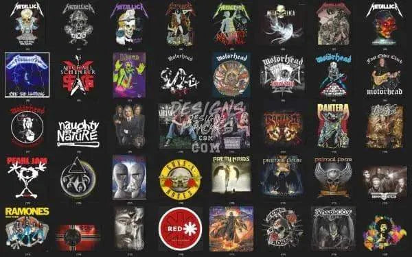150 Rock Metal V1 Halftone Designs Bundle PNG