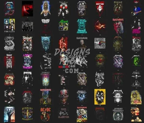 150 Rock Metal V2 Designs Bundle PNG