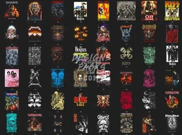 150 Rock Metal V2 Designs Bundle PNG