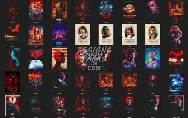 150 Stranger Series Things Halftone Designs Bundle PNG