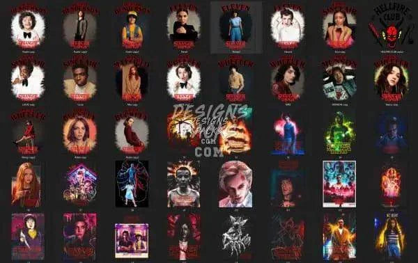 150 Stranger Series Things Halftone Designs Bundle PNG
