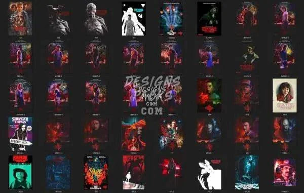 150 Stranger Series Things Halftone Designs Bundle PNG