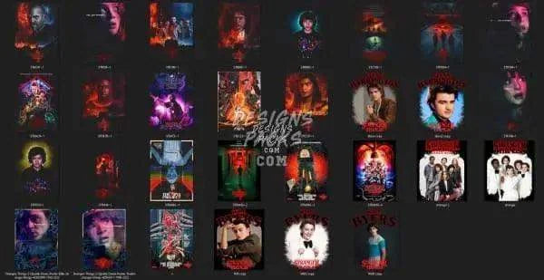 150 Stranger Series Things Halftone Designs Bundle PNG