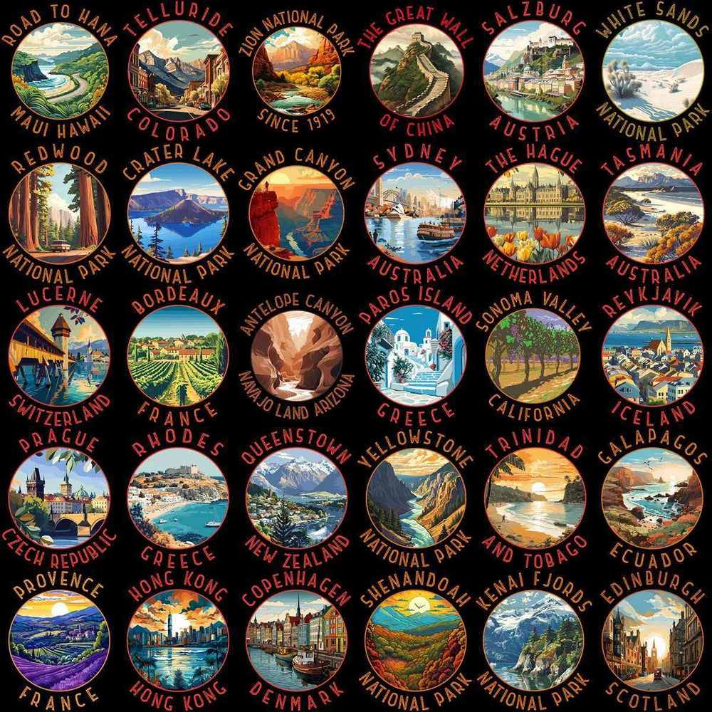 150 World Travel Destinations & Parks Designs Bundle PNG