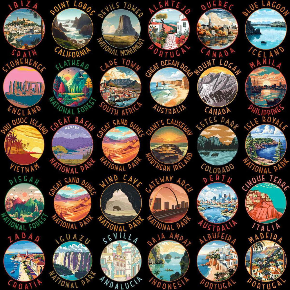 150 World Travel Destinations & Parks Designs Bundle PNG