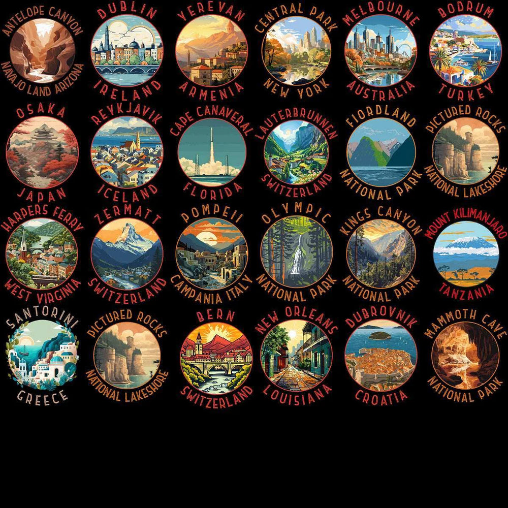 150 World Travel Destinations & Parks Designs Bundle PNG
