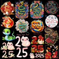 Load image into Gallery viewer, 150 Year of The Snake New Year China Designs Bundle PNG
