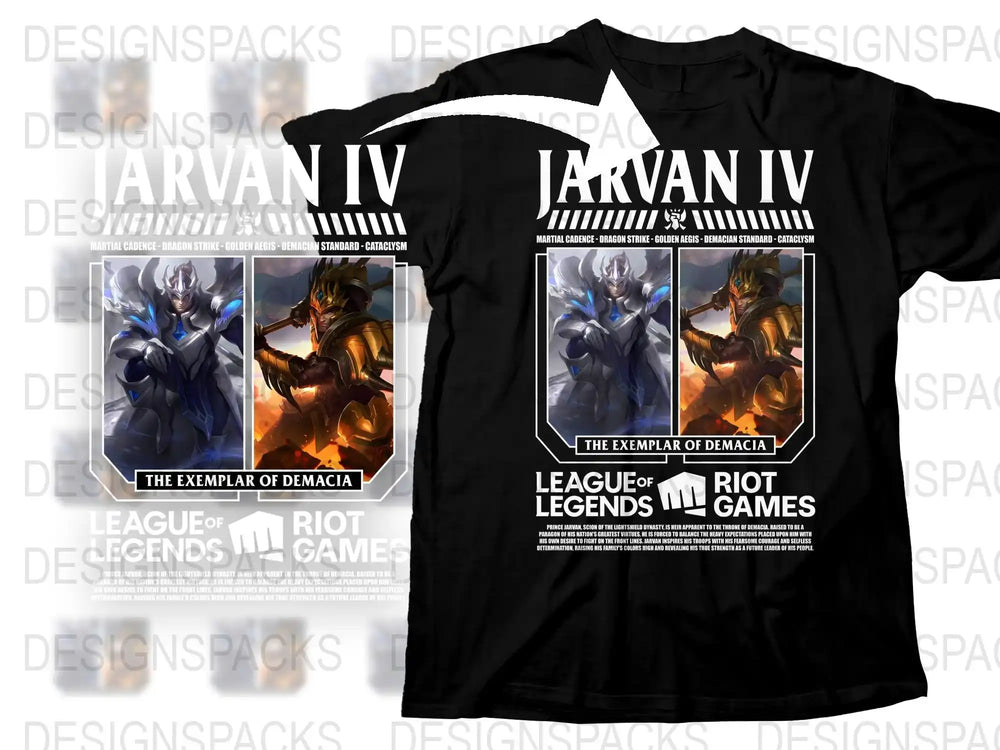 League of Legends Jarvan IV T-Shirt, Exemplar of Demacia, Gamer Apparel, Unisex Black Tee