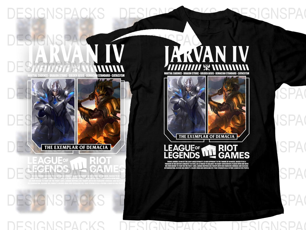League of Legends Jarvan IV T-Shirt, Exemplar of Demacia, Gamer Apparel, Unisex Black Tee