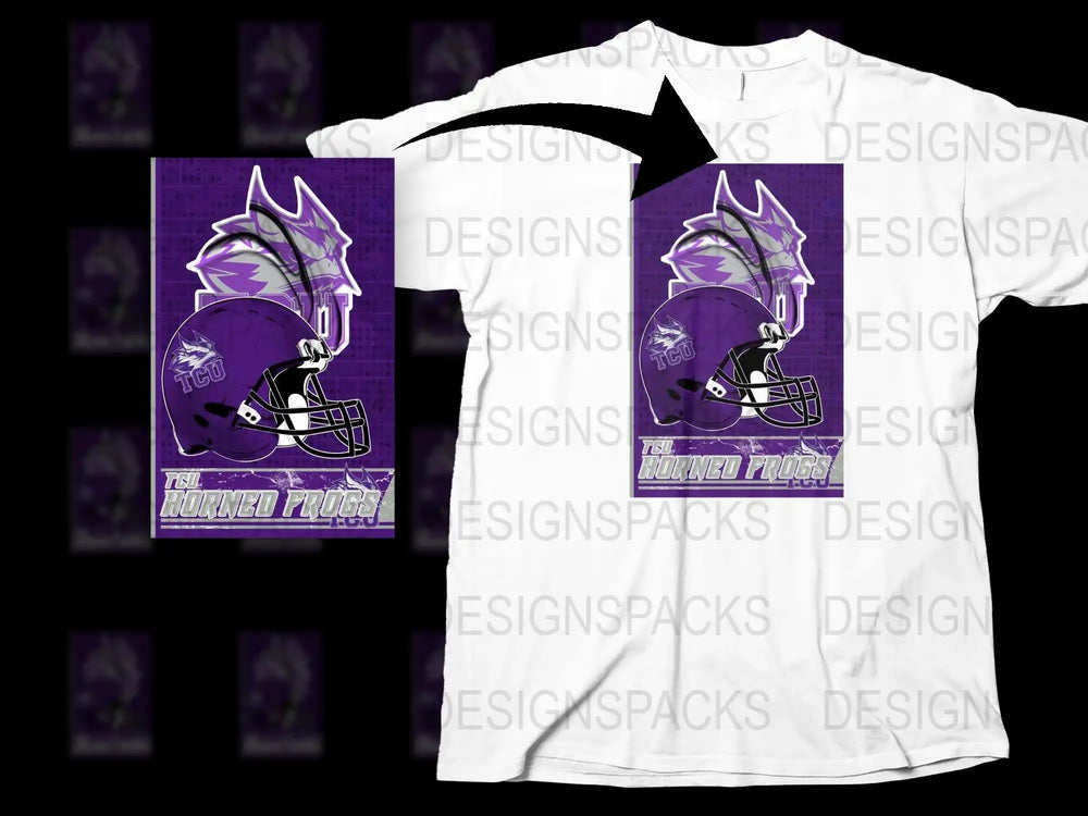Sports Team T-Shirt Men's Graphic Tee Football Helmet Design Purple White