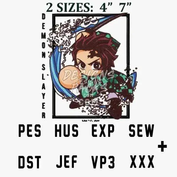 Chibi Tanjiro Anime Embroidery Design
