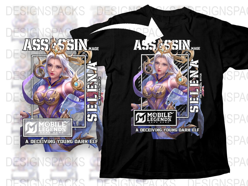 Mobile Legends Assassin T-Shirt, Selena Skin Design, Gaming Apparel, Fantasy Elf Graphic Tee
