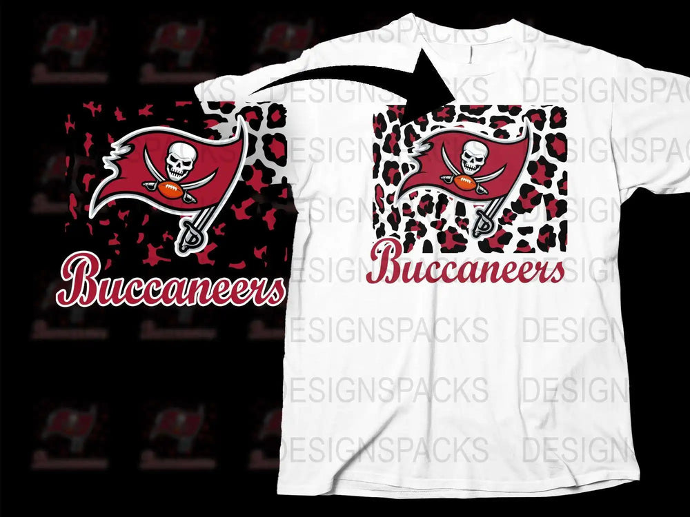 Tampa Bay Buccaneers T-Shirt, Red and Black Design, Football Fan Apparel, Casual Sports Tee