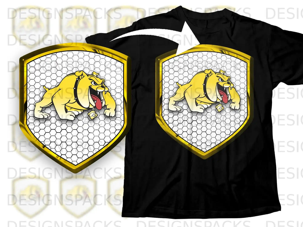 Bold Yellow Bulldog Emblem Graphic T-Shirt Product