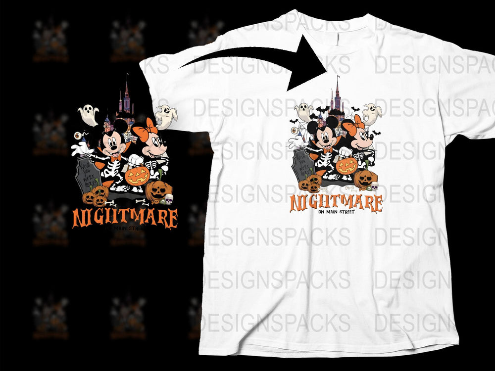 Disney Halloween T-Shirt Mickey Minnie Ghost Pumpkins Nightmare Graphic Tee Unisex Kids Adults Fall Clothing Festive Autumn Wear