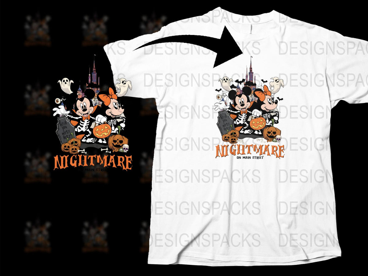 Disney Halloween T-Shirt Mickey Minnie Ghost Pumpkins Nightmare Graphic Tee Unisex Kids Adults Fall Clothing Festive Autumn Wear