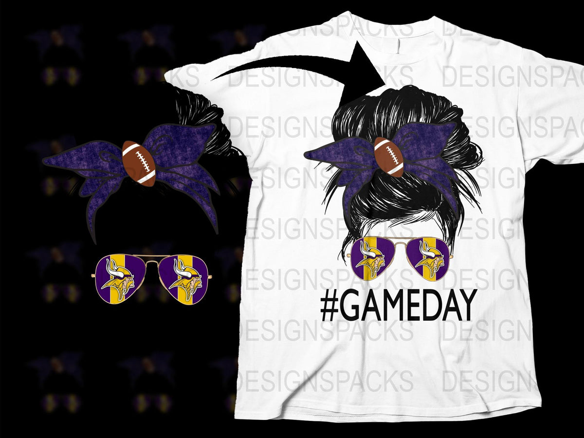 Game Day T-Shirt and Earrings Set, Football Theme, Purple and White, Sports Fan Apparel, Tailgate Party Outfit, Women's Fashion Tee