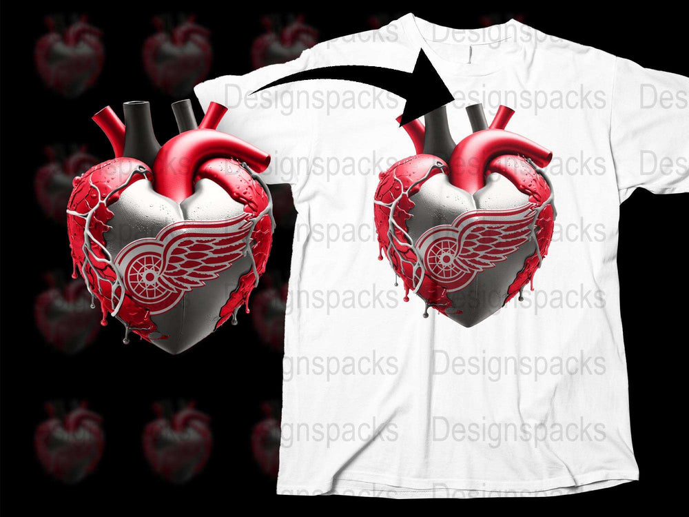 Gothic Mechanical Heart T-Shirt, Steampunk Style Graphic Tee, Unique Red and Silver Design, Unisex Fashion Top