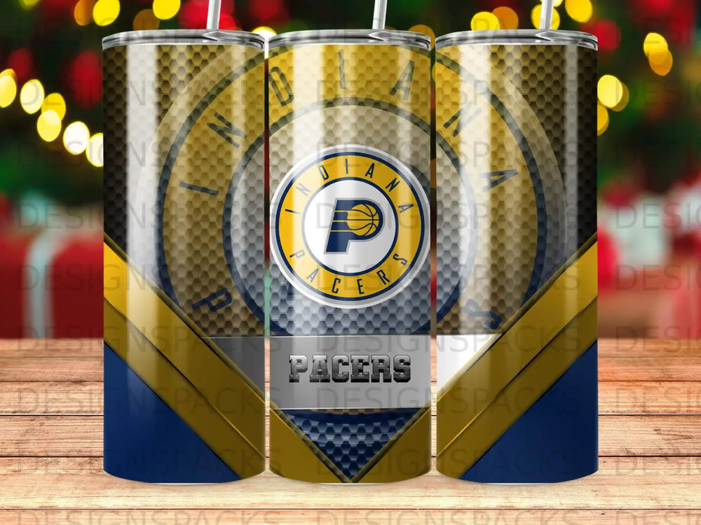 Indiana Pacers logo on a tumbler.