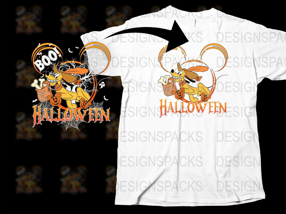 Halloween Witch Dog T-Shirt, Cute Corgi Riding Broom, Spooky Fall Apparel, Pumpkin and Bats Design, Unisex Graphic Tee