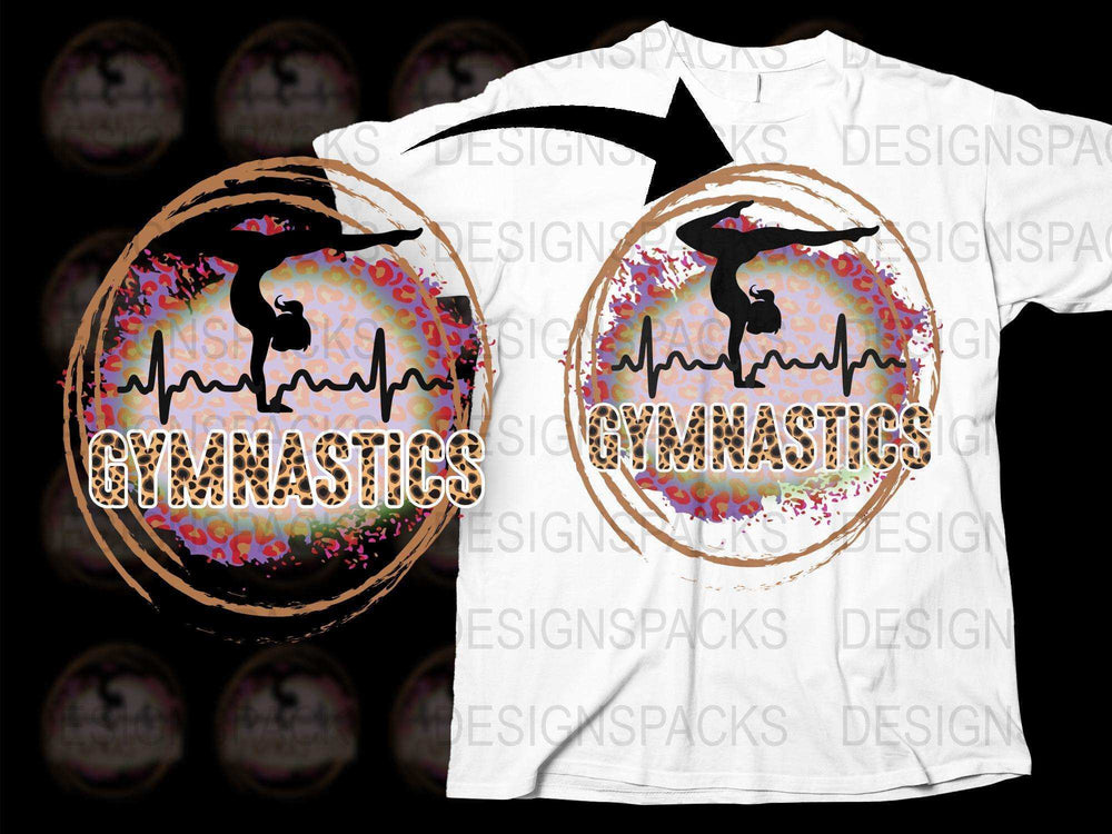 Gymnastics T-Shirt with Floral Design, Bat Silhouette, Kids Sportswear, Artistic Gymnastics Tee, Unique Sports Clothing