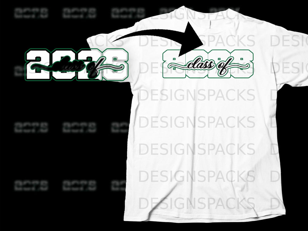 2023 class of text design on a white t-shirt.